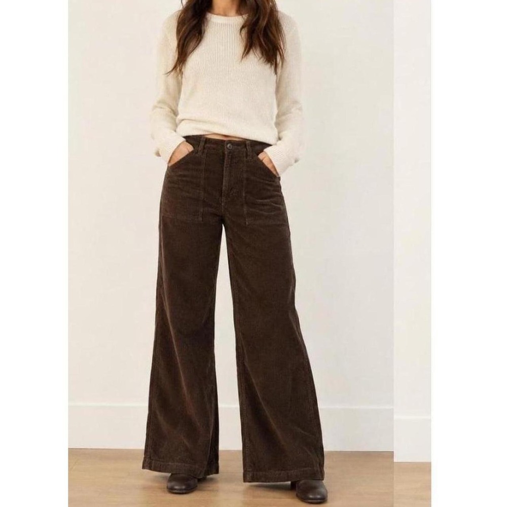 NWOT Madewell Emmett Chocolate Brown Wide-Leg Full-Length Pants